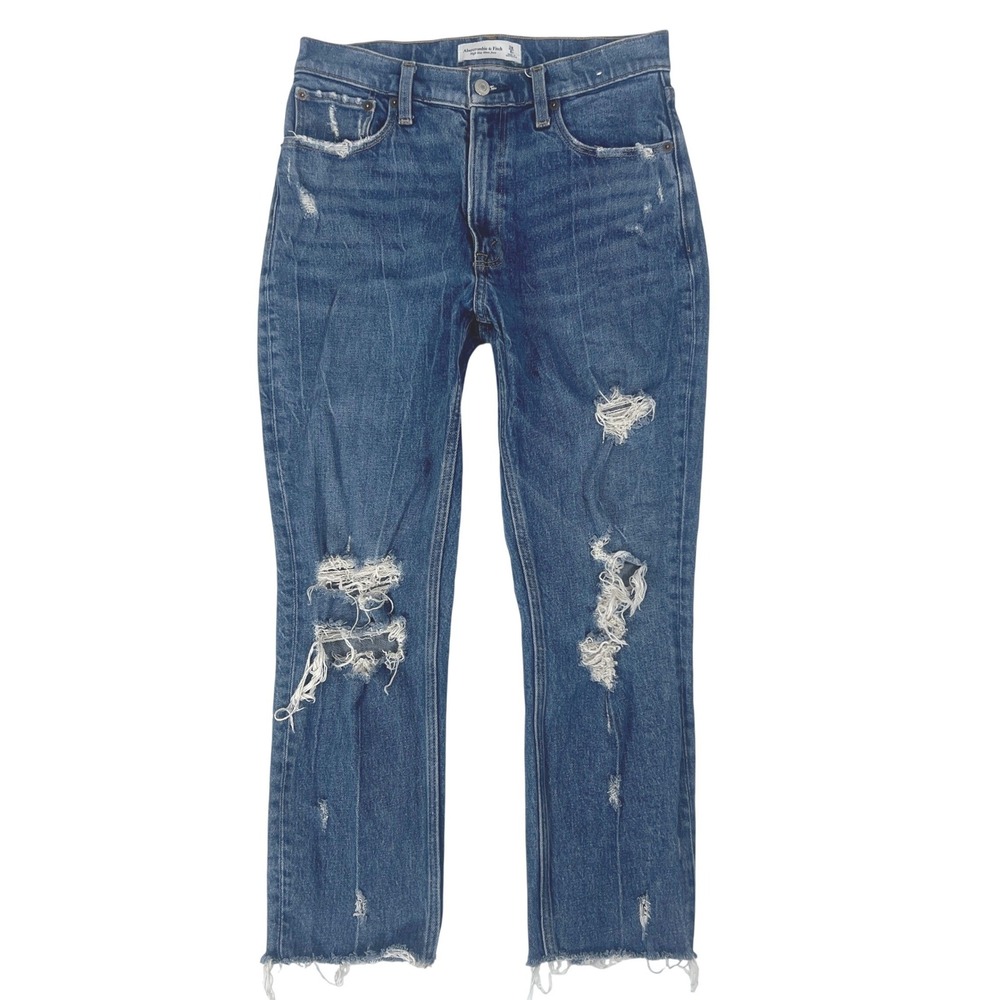 Abercrombie Mom Jeans 28 6 High Rise A&F Distressed Momcore Grunge Festival Vibe